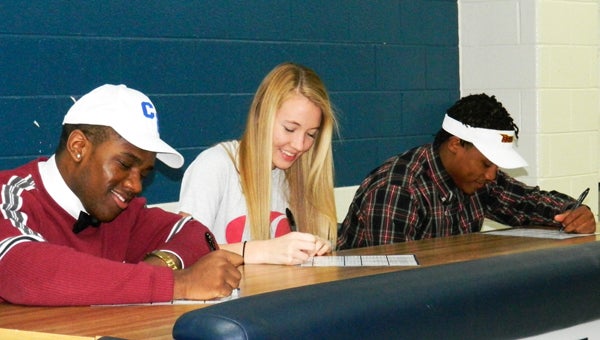 Lakeland seniors Chris Rodgers, Ashley Heuberger and Antonio Jefferson have committed to attend and play sports at colleges in North Carolina, Virginia and Maryland, respectively. Rodgers will play football at Chowan University, Heuberger will continue her field hockey career at Lynchburg College and Jefferson will return to the gridiron at Morgan State University.