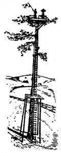 This is a drawing of one of the signal stations that was used to relay news of the advance of Confederate troops.