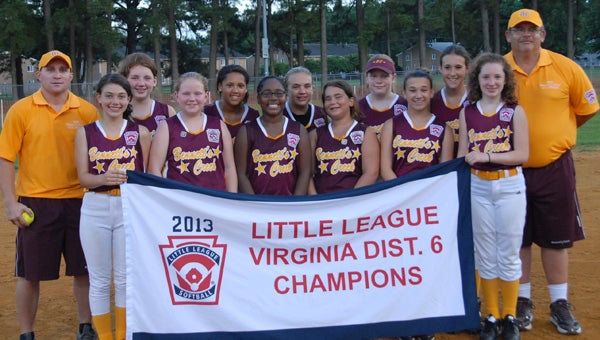 Members of the 11-12-year-old Bennett’s Creek Little League all-star softball team include (front row, from left) Ryan Carter, Madeline Lape, Hayley Duckett, Brianna Rivera, Haleigh Carlin and Jordan O'Toole; and (back row, from left) Dominic Genito, Alissa Wilson, Natalie Hawkins, Sara Matthews, Janey Hall, Taylor Wampler and Leslie Matthews.