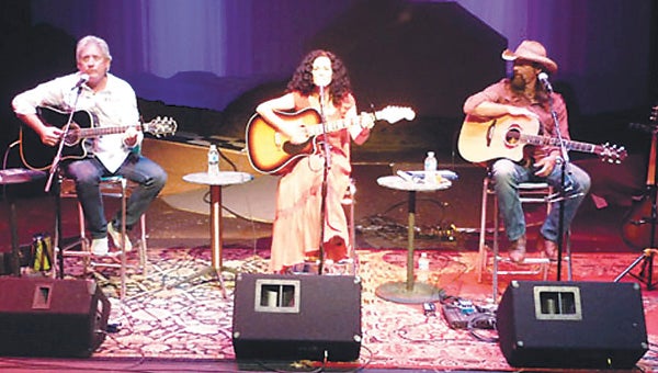 Singer-songwriters Steve Williams, Sherrie Austin and Mike Aiken perform during the in-the-round concert at the 2011 festival. The segment this weekend will feature Aiken, Austin Cunningham and Buzz Cason.