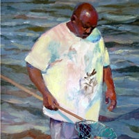 "Inspecting the Catch," an oil by Elisabeth McGinn, is one of the artworks that will be on display at the Suffolk Art Gallery during the exhibition “Waterways: A Juried Exhibition of Works Relation to the Waters that Surround Us.”