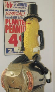 A Mr. Peanut “roaster rider” made of papier-mâché is among the features at an exhibit running this fall at the Suffolk Center for Cultural Arts celebrating the 100th anniversary of Planters in Suffolk.