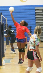Lakeland High School senior opposite hitter Kristen Walden participates during practice on Tuesday. While the Lady Cavaliers have started the season 0-2, they are gearing up for their upcoming conference schedule, with no intentions of repeating last year’s winless campaign.