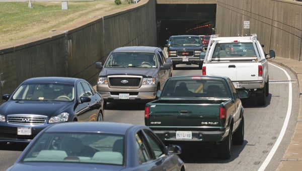 Traffic heads into and out of the Midtown Tunnel. Tolls on the Midtown and Downtown tunnels begin Feb. 1, and Elizabeth River Crossings has extended a deadline that will allow E-ZPass customers to get five free trips through the tunnels.