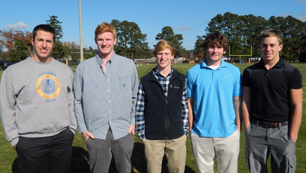 All-state: Nansemond-Suffolk Academy football's representation was similar to the all-conference selections, including, from left, John Mobley, Jared Morse, Michael Tyler Lepore, David Gough and Cole Christiansen. (Titus Mohler/Suffolk News-Herald)