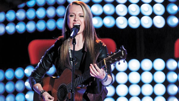 Bria Kelly performs in a pre-recorded session aired Monday on NBC's "The Voice." (Tyler Golden/NBC)