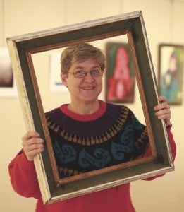 Linda Bunch, a clay artist and executive director of the Suffolk Art League, is always ready with a plug for Suffolk artists and their art.