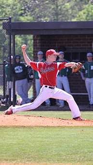 The game gives back: Nansemond River High School's Mike Parmentier has been climbing through the ranks of pitching in Suffolk and is the latest Duke Automotive-Suffolk News-Herald Player of the Week. (file photo)