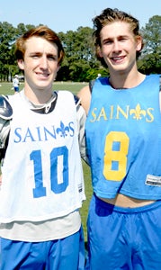 Nansemond-Suffolk Academy senior lacrosse players Jacob Edwards and Zach Leitner made the second and first teams, respectively, while helping the Saints win the 2014 Sportsmanship Award.