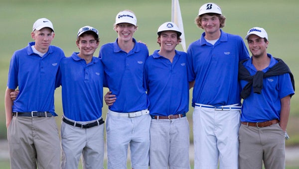 Zach Roberts, Thomas Meyers, Trey Wren, Will Comer, Keith Cooper and Jackson DeMello of the Nansemond-Suffolk Academy golf team were crowned state champions on Monday in Farmville.