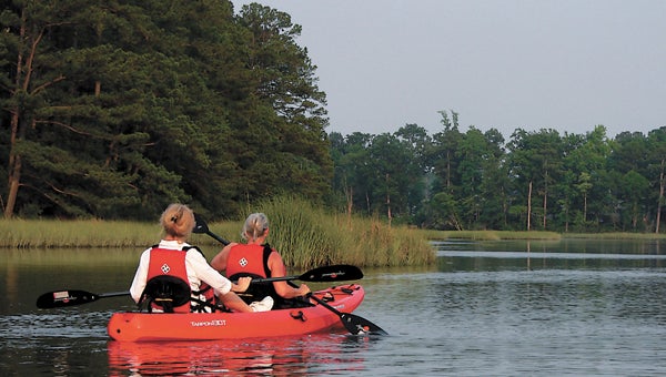 Kayakers in the Hoffler Creek Wildlife Preserve.
