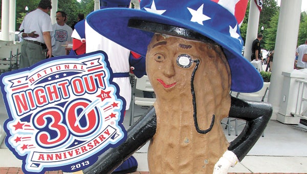 Mr. Peanut was prepared for National Night Out at the Suffolk Visitor Center Pavilion last year. This year’s event is set for Aug. 5.