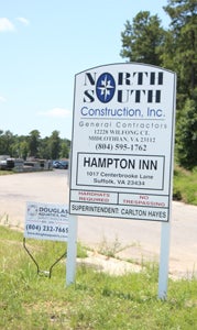 New Hotel: Construction has begun on Suffolk’s first Hampton Inn, at the corner of Godwin Boulevard and Route 58. The project has been stalled for years.