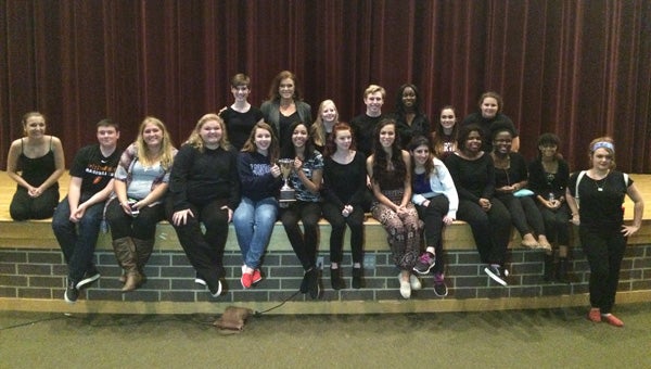 Theater: The Nansemond River High School competition theater team celebrates its first-place win in the recent Virginia High School League 4A South Ironclad Conference Theatre Festival.