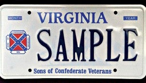 Virginia Licence Plate Containing The Logo Of The Sons Of Confederate Veterans