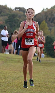 Nansemond River High School  junior Casey Williams competes during the Conference 10 cross country championships on Thursday at Bells Mill Park in Chesapeake.