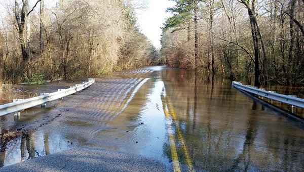 Camp Pond Road is shown flooded on Friday in this Facebook photo from Gates County Emergency Management. Old Mill Road also flooded during the heavy rains, a city spokeswoman said.