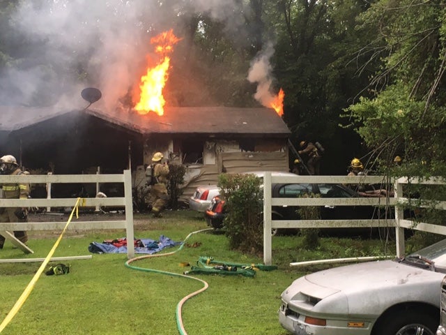 A fire on Saturday evening destroyed a home on Crittenden Road, displacing a family of five.