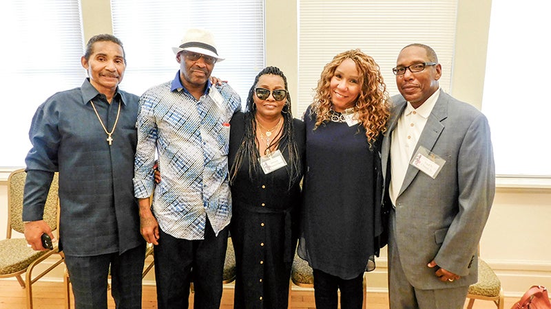 The children of the late Col. Fred Vann Cherry post for a photo during a Thursday event at the Suffolk Center for Cultural Arts. From left are Frederick Cherry, Donald Cherry, Deborah Clemons-Cherry, Cynthia Leon and Fred V. Cherry Jr.