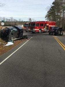 Four people were injured in this crash Friday on Whaleyville Boulevard.